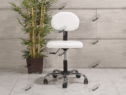 Amortisörlü Çalışma Sandalyesi | Beyaz - Kromajlı Ayak